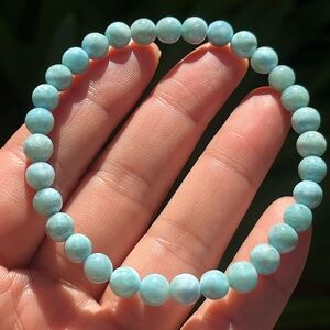 6mm 7 inches stretchable dainty larimar‎ bracelet 0310